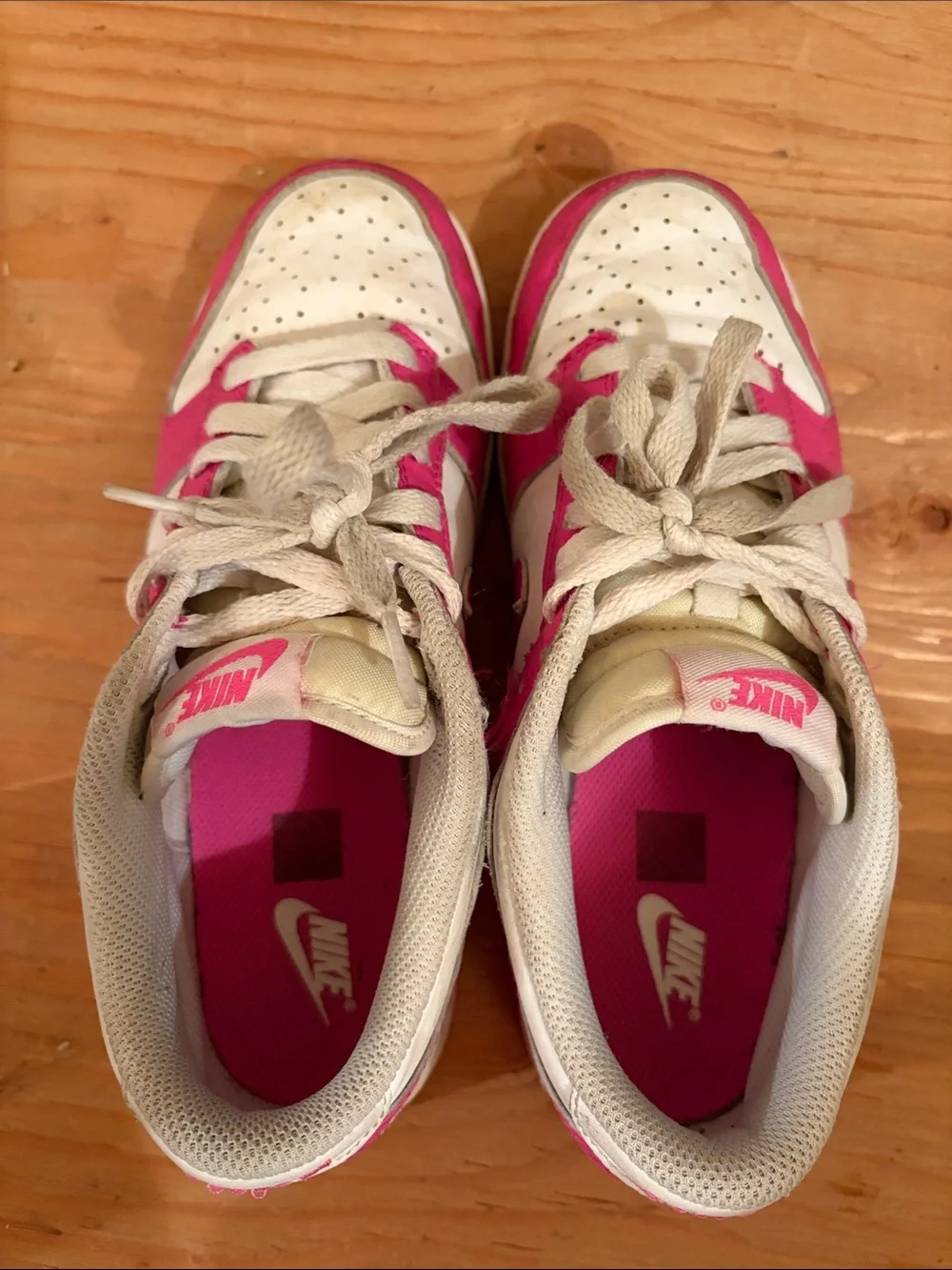 Nike Dunk White and Pink Low-Top Sneakers